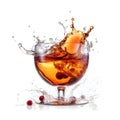 Glass of tasty Manhattan cocktail with splashes Royalty Free Stock Photo