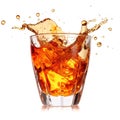 Glass of tasty Manhattan cocktail with splashes Royalty Free Stock Photo