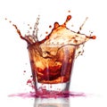 Glass of tasty Manhattan cocktail with splashes Royalty Free Stock Photo