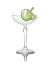 Glass of tasty martini with cucumber and lime Royalty Free Stock Photo