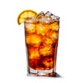 Glass of tasty raditional cold tea drink on a white background.Generated AI