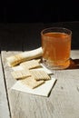 Glass of tea, cheese Royalty Free Stock Photo