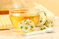 Glass tea cup with herbal tea Royalty Free Stock Photo