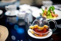 glass tea pot is on the table Royalty Free Stock Photo