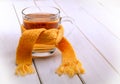 Glass of tea in a scarf Royalty Free Stock Photo