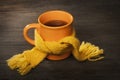 Glass of tea in a scarf Royalty Free Stock Photo