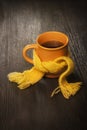 Glass of tea in a scarf Royalty Free Stock Photo