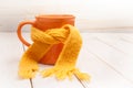 Glass of tea in a scarf Royalty Free Stock Photo