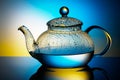 Glass teapot with boiling water and drops of condensation Royalty Free Stock Photo