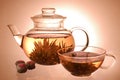 Glass teapot and cup