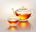 Glass teapot and cup with tea Royalty Free Stock Photo