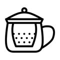 glass with teapot line icon vector illustration