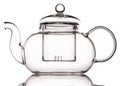 Glass Teapot. Tea pot for hot boiled water. Empty Clear glass Kettle for China, Japanese, India or Ceylon Tea Tea Leaf. Royalty Free Stock Photo