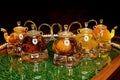 Glass teapots with tea on the table Royalty Free Stock Photo
