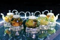 Glass teapots with tea on the table Royalty Free Stock Photo