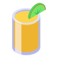 Glass tequila icon, isometric style