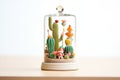 glass terrarium filled with miniature cacti Royalty Free Stock Photo