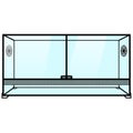 Glass terrarium, paludarium with ventilation rosettes and glass doors. Terrarium illustration graphic Royalty Free Stock Photo