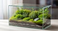 Sustaining ecosystem within the transparent container showcasing a lush Royalty Free Stock Photo