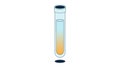 Glass test tube filled with a liquid and orange sediment (precipitate) fraction