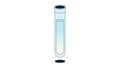 Glass test tube filled with a liquid and white sediment (precipitate) fraction