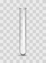 Glass test tube isolated template. Transparent elongated flask for chemical and medical research