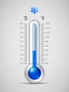 Glass thermometer with scale measuring cold