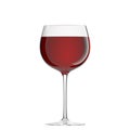 A glass on a thin leg with red wine on a white background. Front view. 3D rendering Royalty Free Stock Photo