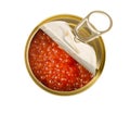 Glass tincan of red caviar