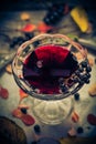 Glass tincture chokeberry autumn vintage styling