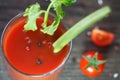 Glass of tomato juice with cherry tomatoes Royalty Free Stock Photo