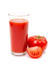 Glass of tomato juice with fruit isolated Royalty Free Stock Photo