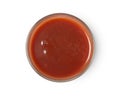 A glass of tomato juice isolated on white background, top view, Royalty Free Stock Photo