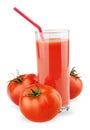 Glass of tomato juice isolated on white Royalty Free Stock Photo