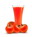 A glass of tomato juice and some ripe tomatoes. Royalty Free Stock Photo