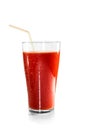 Glass of tomato juice and a straw