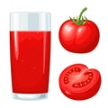 Glass of tomato juice. Vector flat color illustration. Isolated on white Royalty Free Stock Photo