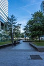 Glass tower buildings in the financial center of the city of Amsterdam called zuid-as or south-axe