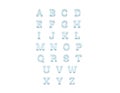 Glass transparent alphabet, front view, 3d rendering