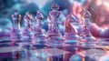 glass transparent chess pieces on light background Royalty Free Stock Photo