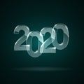 Glass transparent numbers 2020 new year.