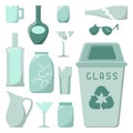 Glass trash icons set