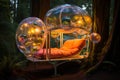A glass treehouse in the style of water balloons