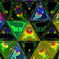 Stained glass triangle pattern mosaic in deep colors Royalty Free Stock Photo