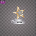 Glass trophies plaque engraved crystal award realistic vector illustration on transparent background Royalty Free Stock Photo