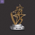 Glass trophies plaque engraved crystal award realistic vector illustration on transparent background Royalty Free Stock Photo