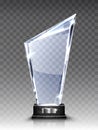 Glass trophy or acrylic winner award realistic Royalty Free Stock Photo