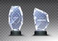 Glass trophy or acrylic winner award realistic Royalty Free Stock Photo