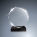 Glass trophy award. Vector crystal 3D mockup