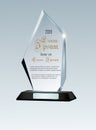 Glass Trophy Awards template. Vector prize isolated on transparent background